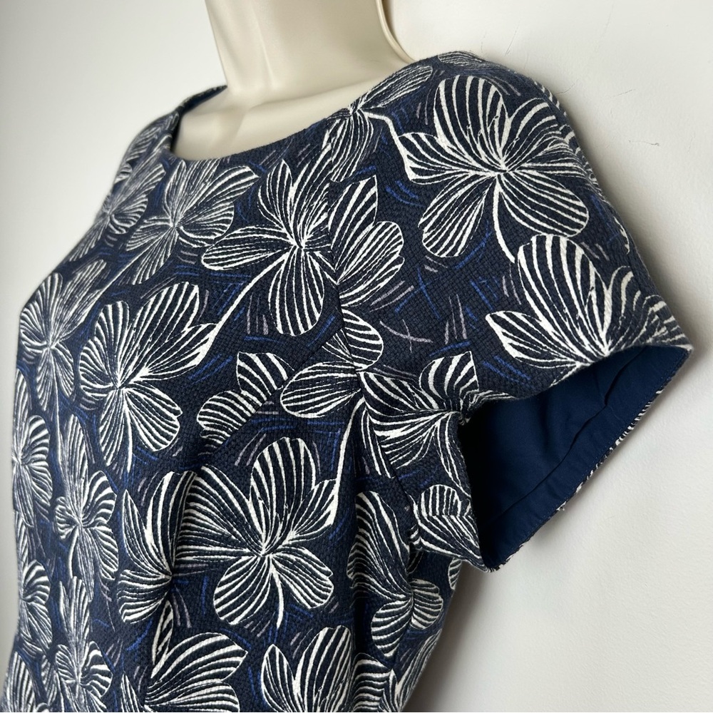 J. Crew Navy Floral Midi Sheath Dress sz 10 Career Feminine Retro “Mad Men” - Picture 4 of 11